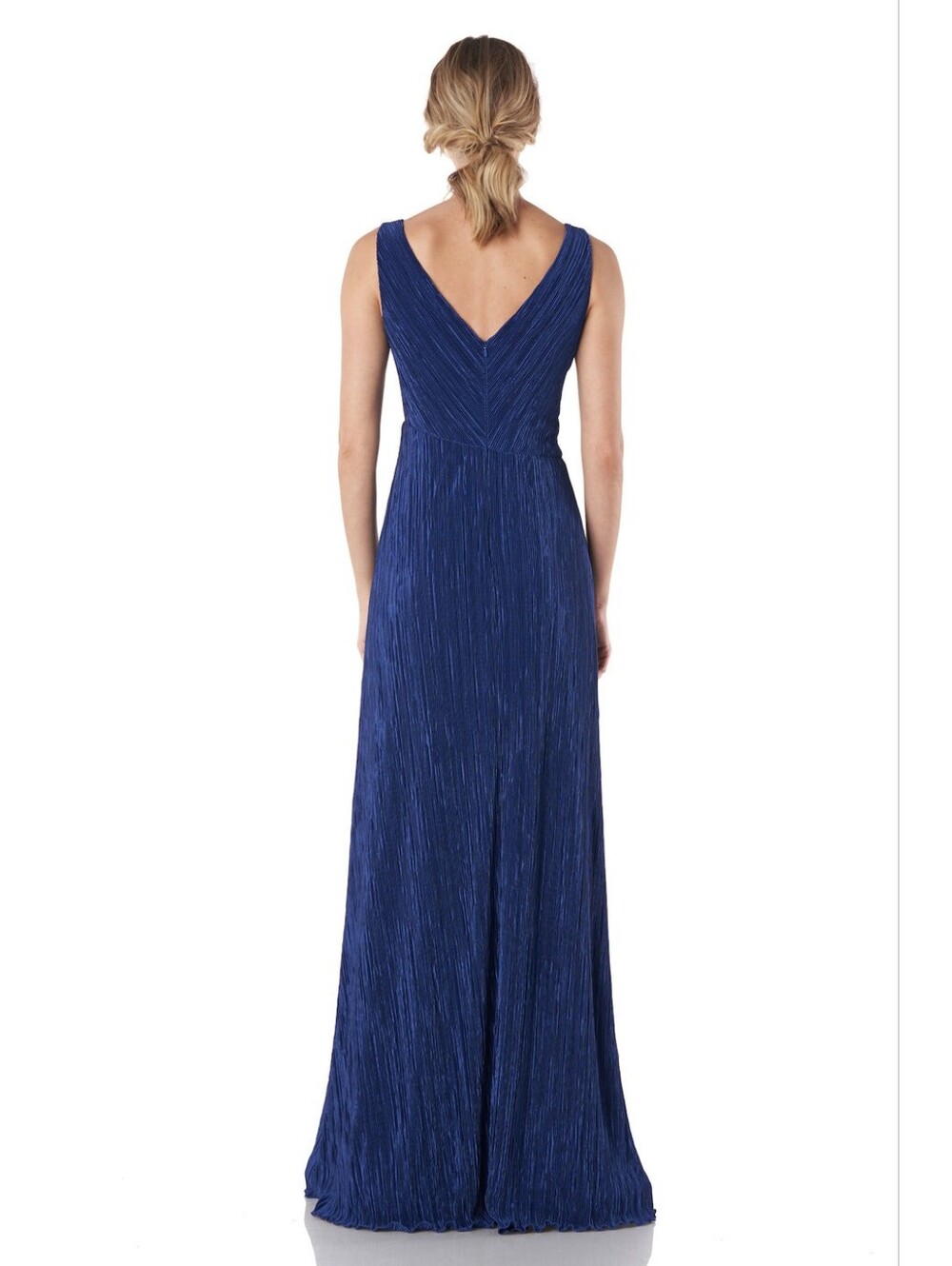 Kay Unger Contessa Navy Blue Evening Gown - Sleeveless Boat Neck - Picture 5 of 6